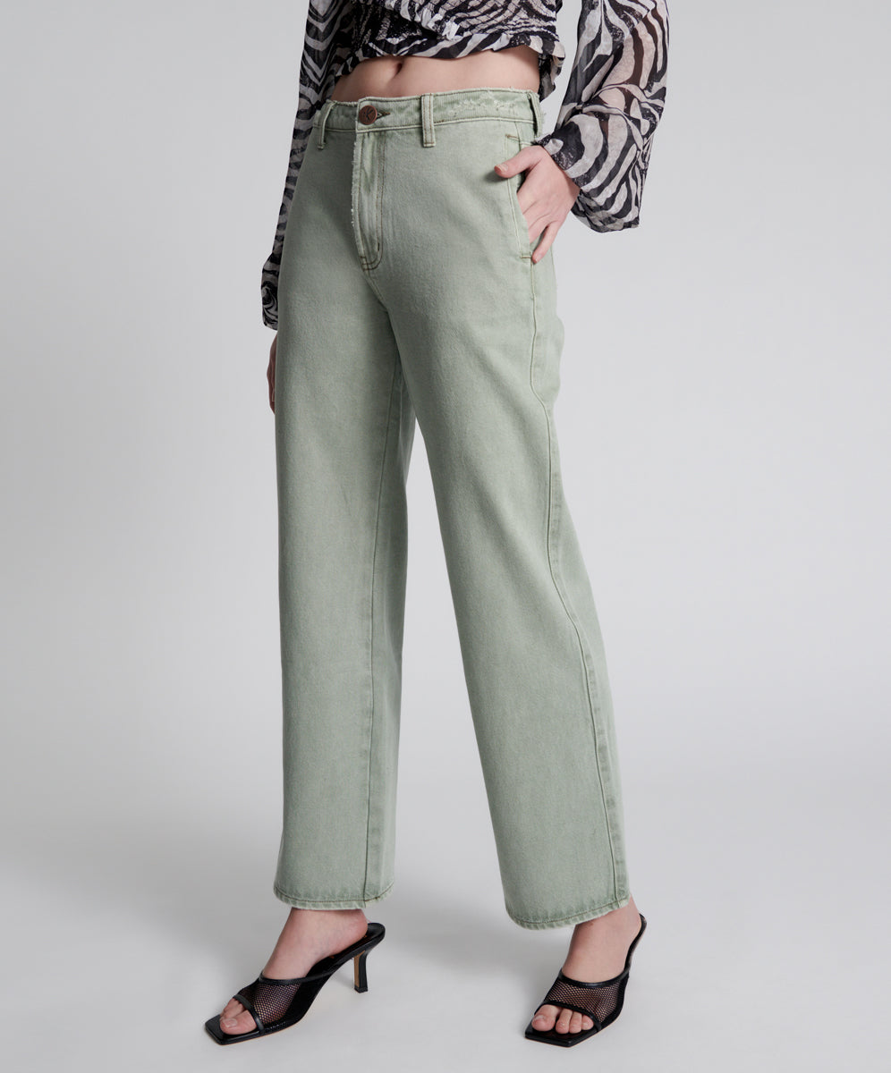 Ryders High Waist Wide Leg Jeans | Faded Khaki