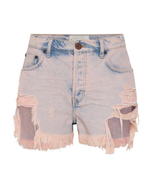 Outlaws Low Waist Mid Length Denim Shorts | Pink Haze