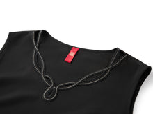 Silk Blend Sleeveless Straight-Fit Shirt | Black