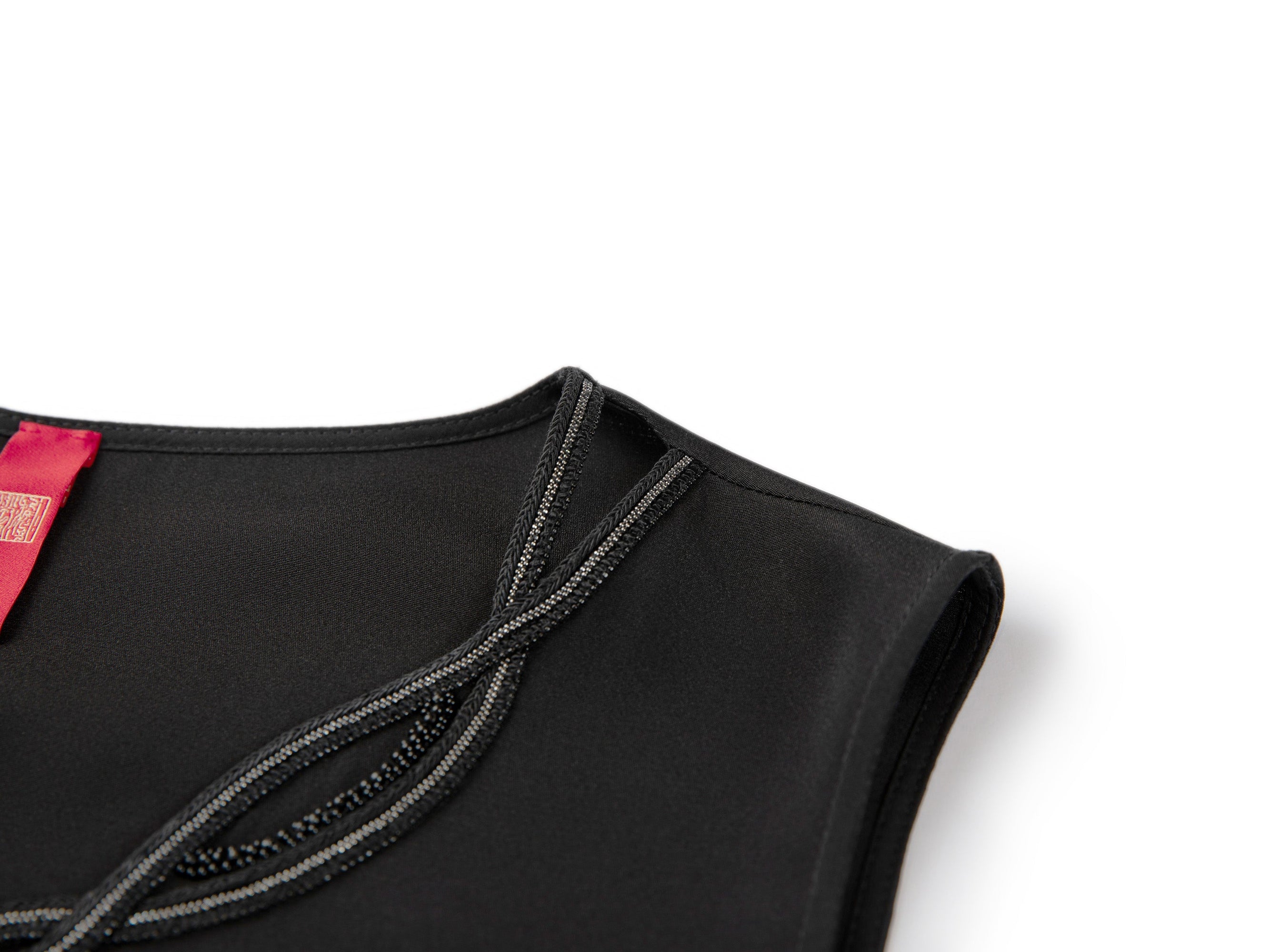 Silk Blend Sleeveless Straight-Fit Shirt | Black