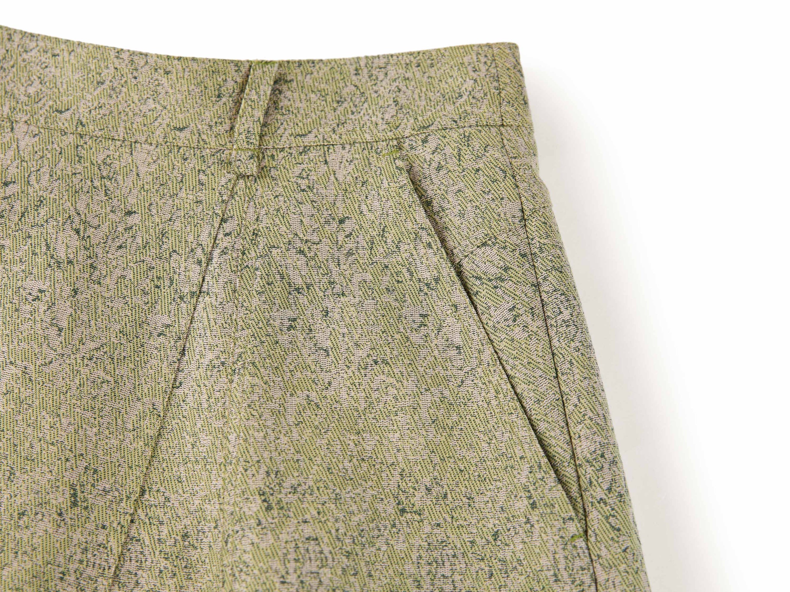 High-Waist Wool Cashmere Jacquard Skirt | Green