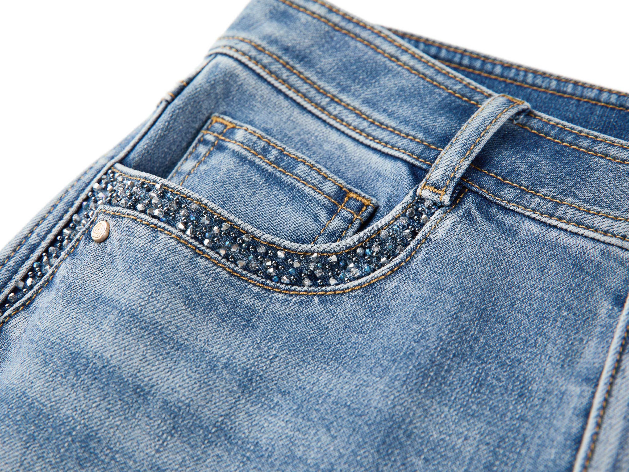 Mulberry Silk Cotton High-Waist Jeans | Blue