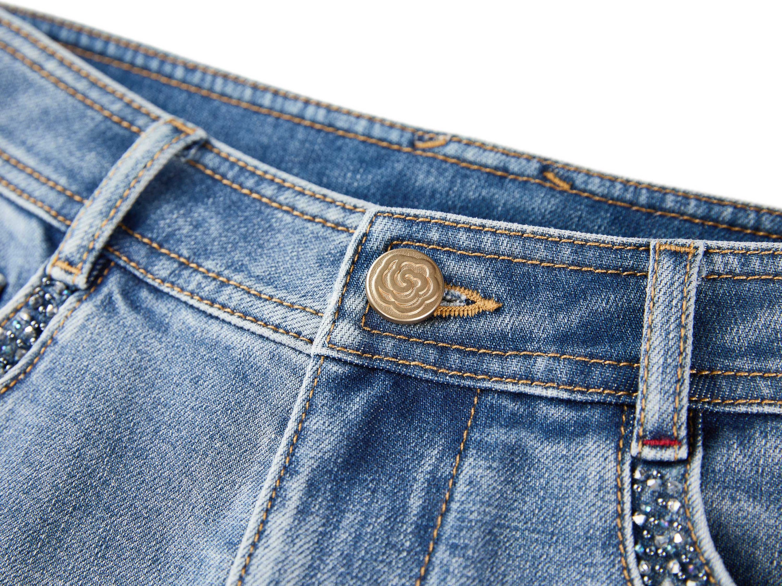 Mulberry Silk Cotton High-Waist Jeans | Blue