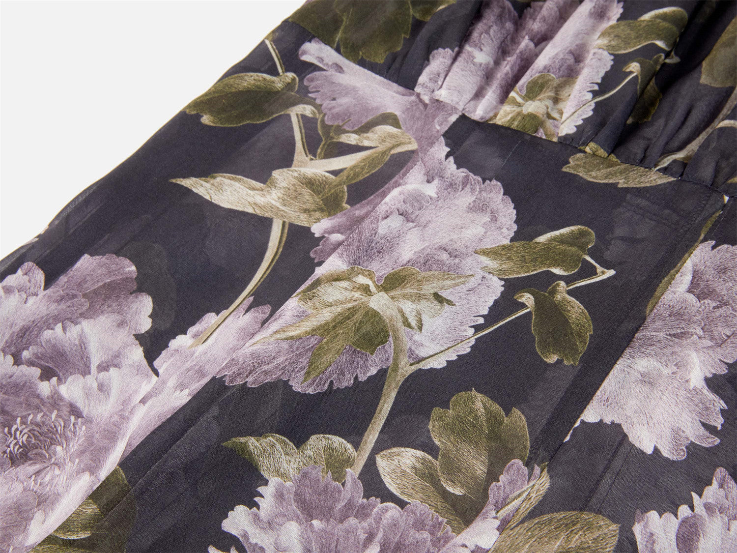 Silk Peony Print Dress | Purple