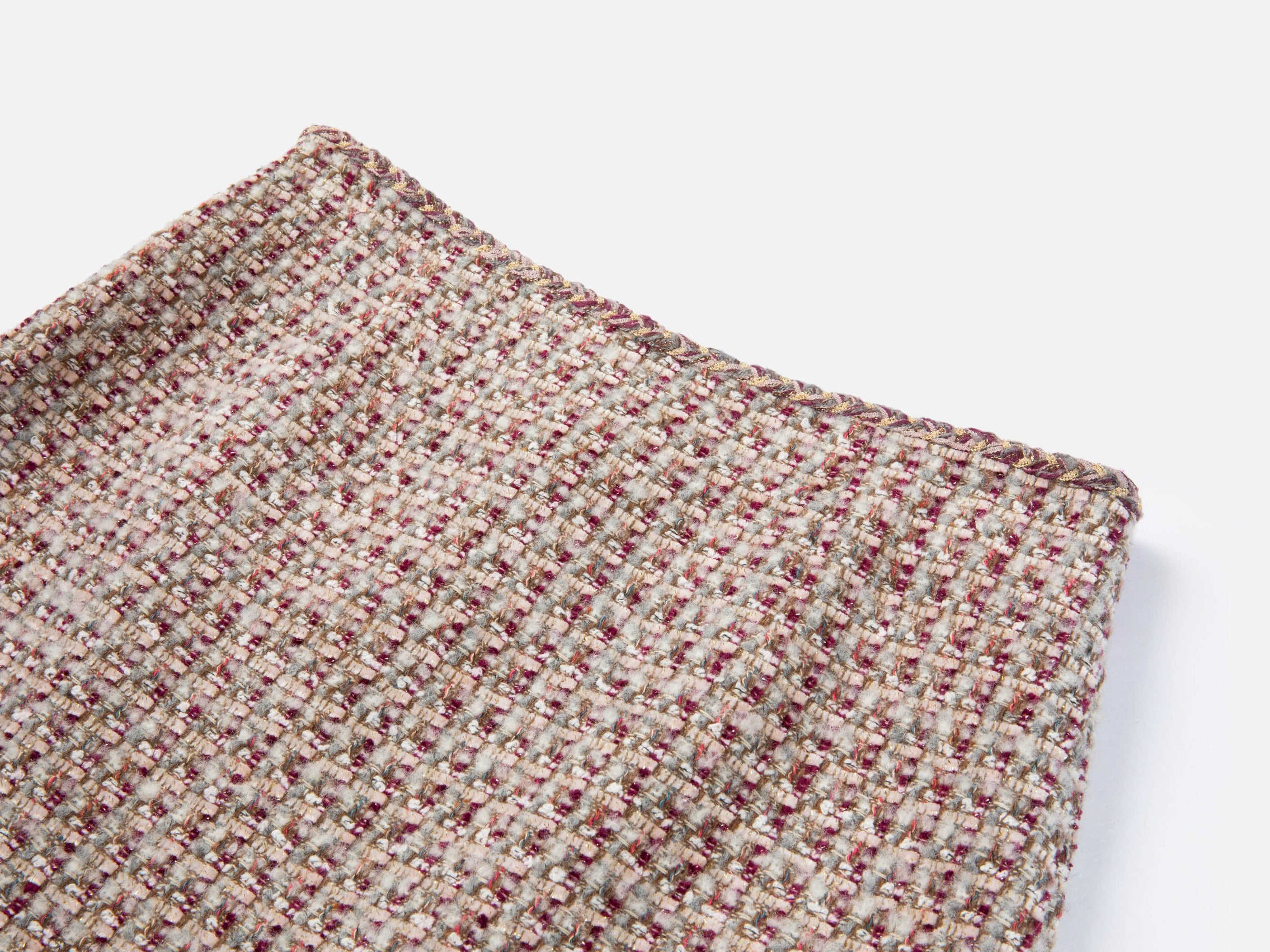 Tweed High-Waist Tweed-Style Skirt | Wine Red