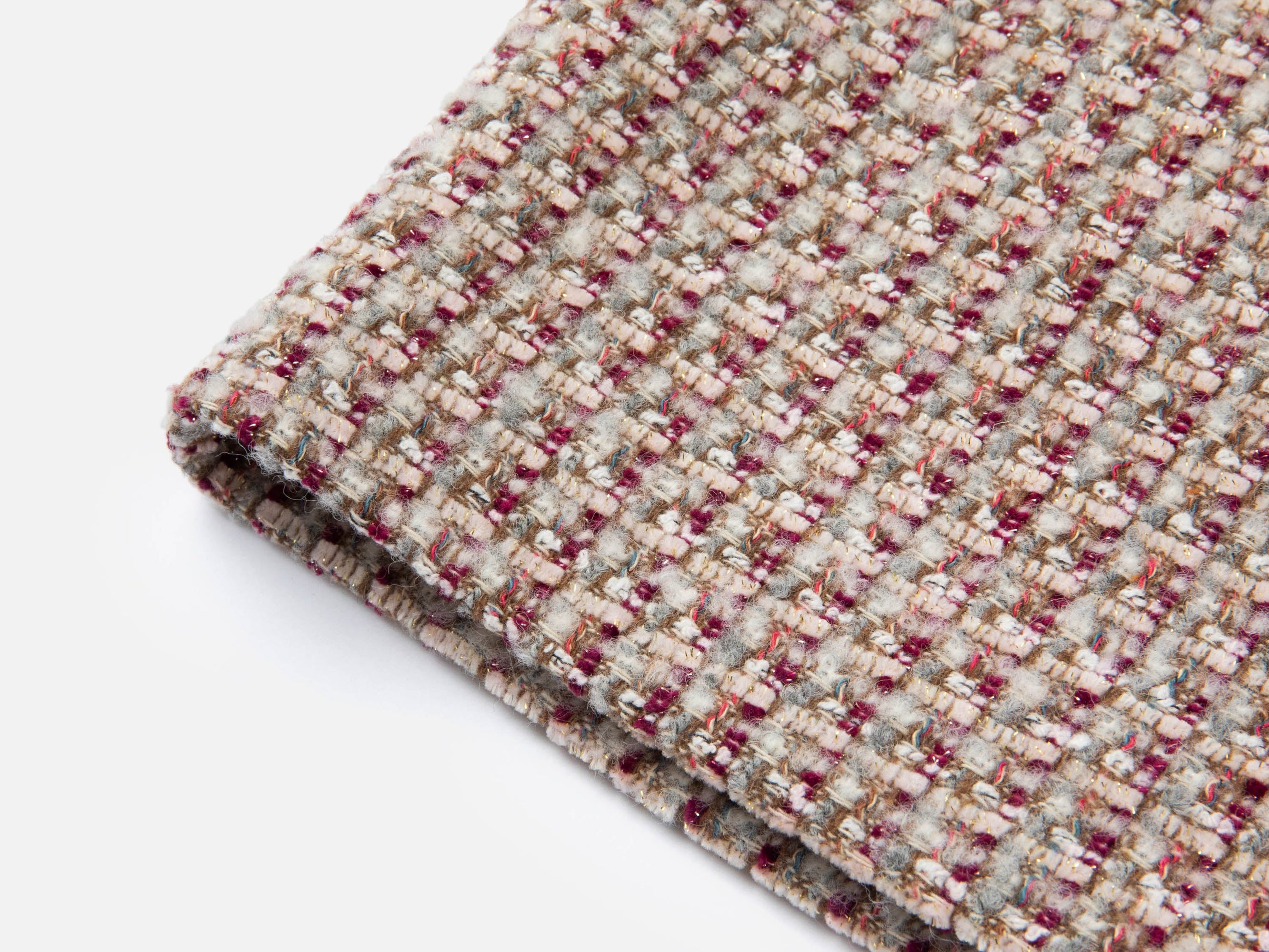 Tweed High-Waist Tweed-Style Skirt | Wine Red