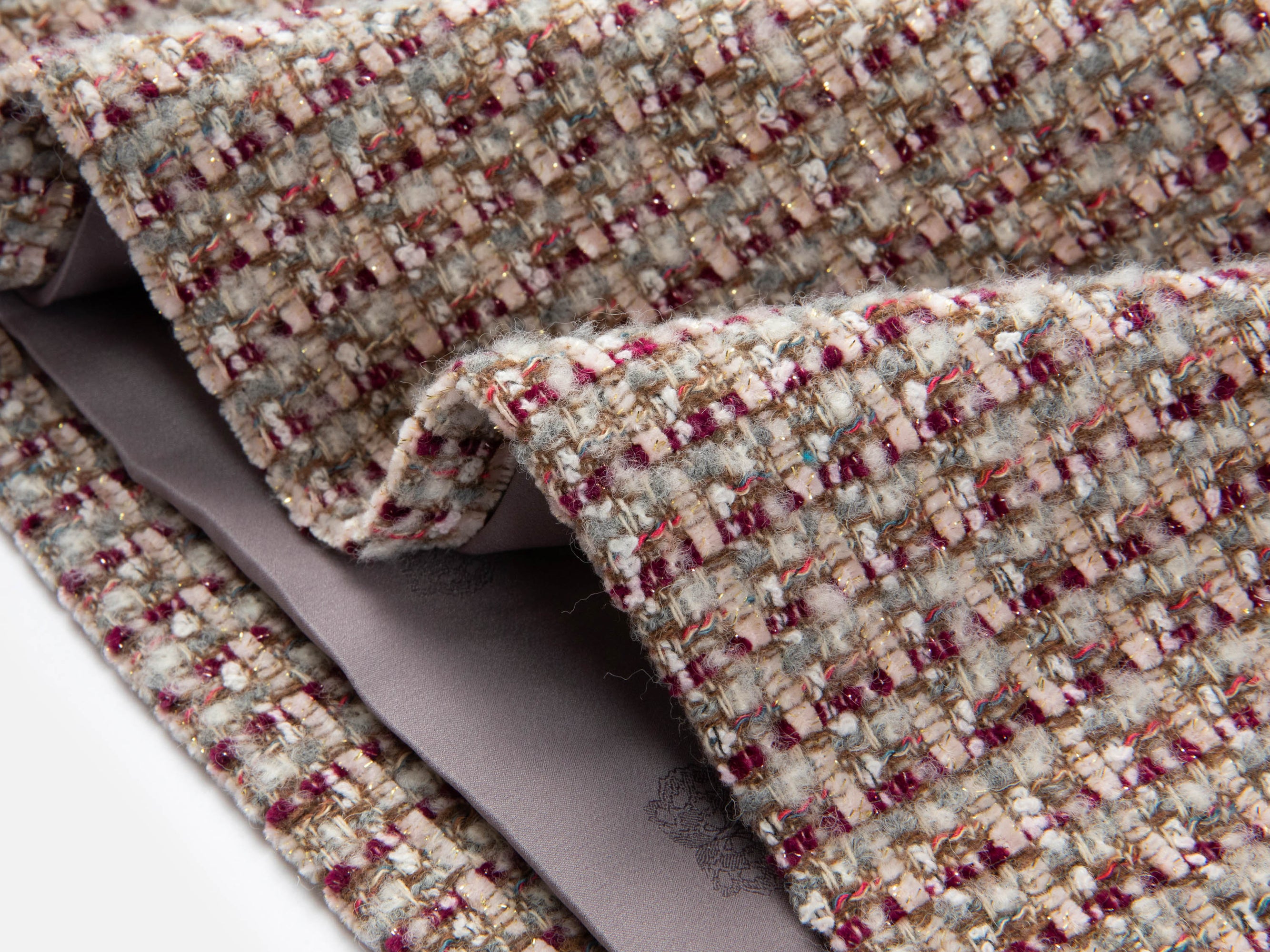 Tweed High-Waist Tweed-Style Skirt | Wine Red