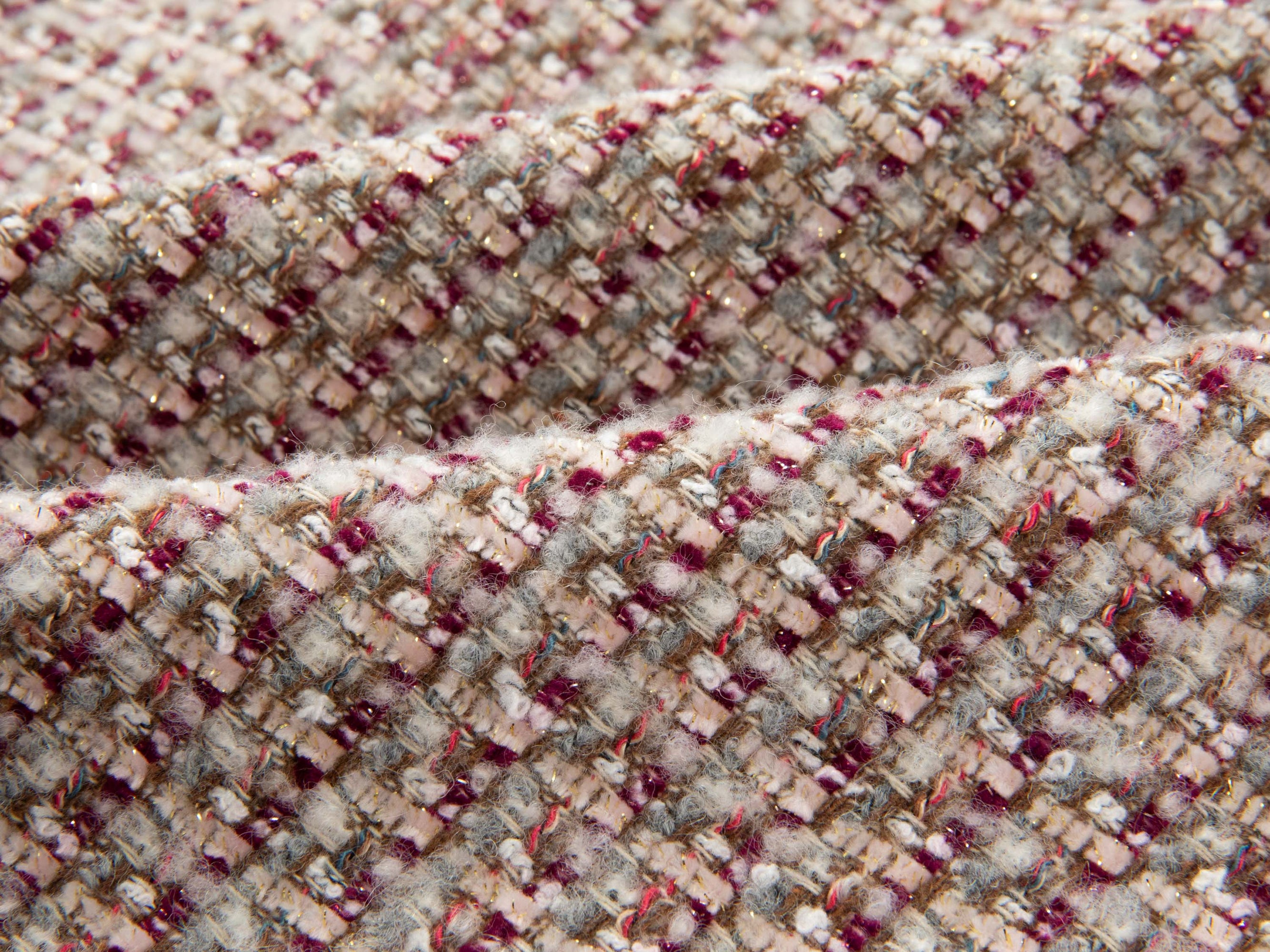 Tweed High-Waist Tweed-Style Skirt | Wine Red