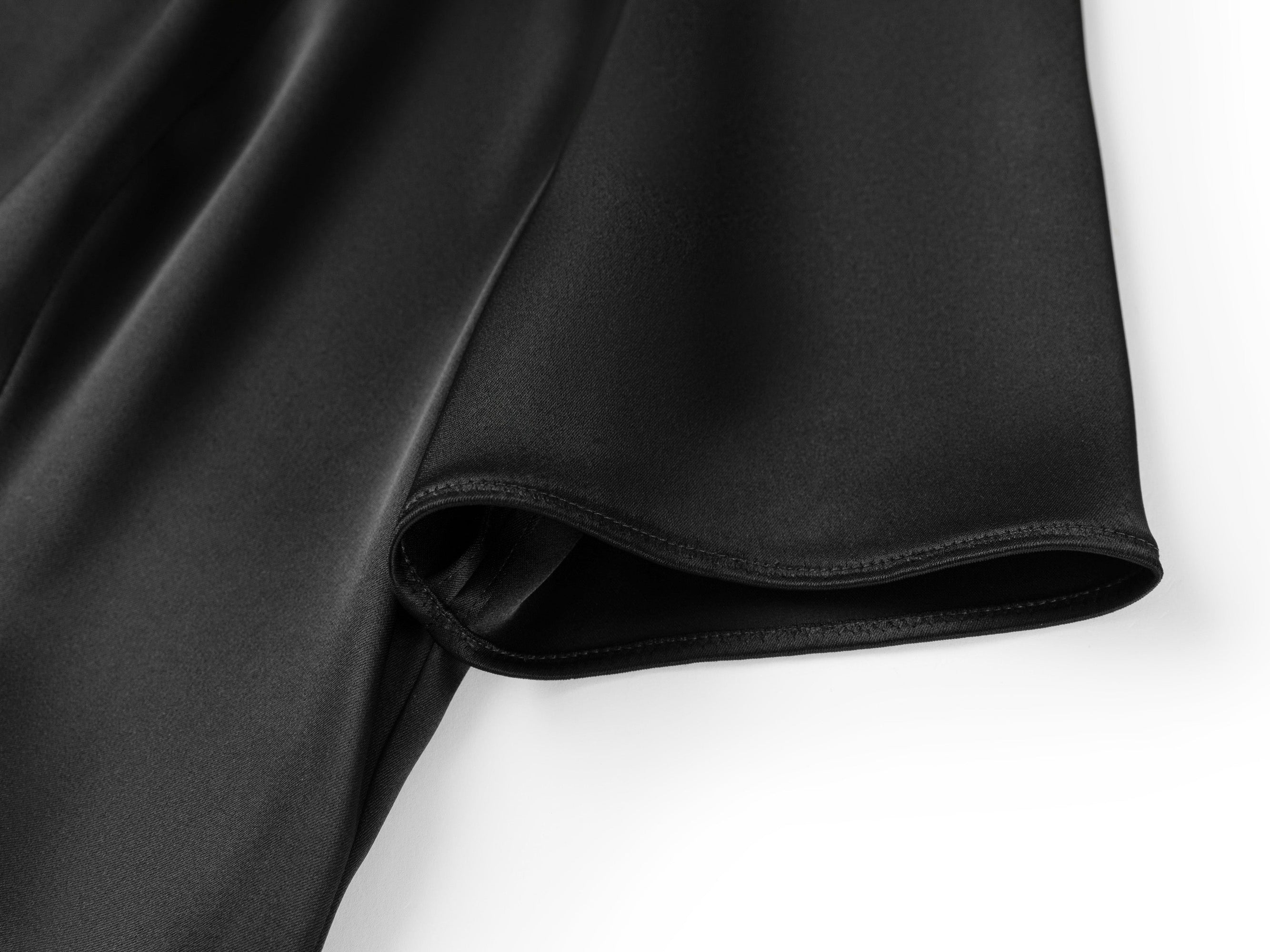 Elegant Acetate V-Neck Waist-Defining Dress | Black
