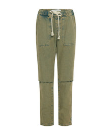 Shabbies Low Waist Drawstring Boyfriend Denim Jeans | Khaki Haze