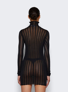 Women | The Attico | Semi-sheer Knitted Ribbed Mini Dress | Black