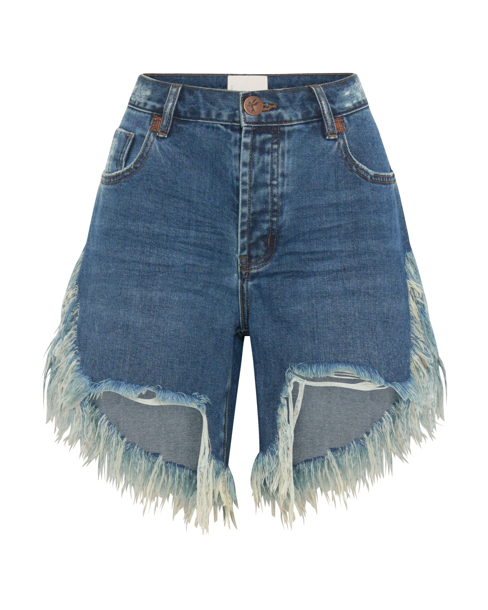 Frankies Low Waist Long Length Denim Shorts | Rodeo Blue