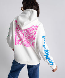 Get Physical Oversized Sweater Hoody with Front Logo | White