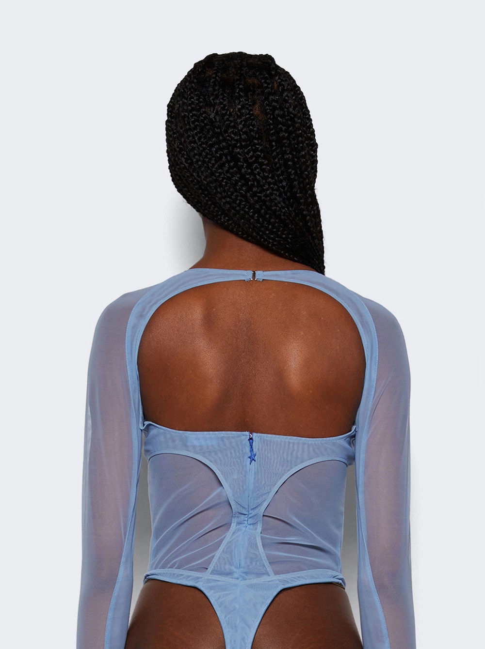 Women | Mugler | Multi Layer Bodysuit | Silver Blue