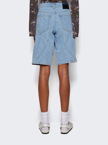 Women | Mugler | Spiral Baggy Denim Shorts | Light Blue