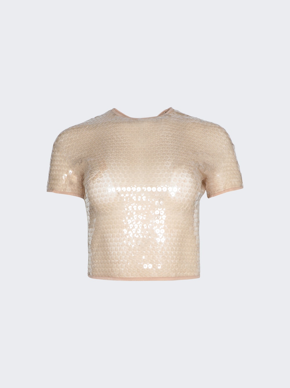 Women | Mugler | Shiny Sequin Crop Top | Tan