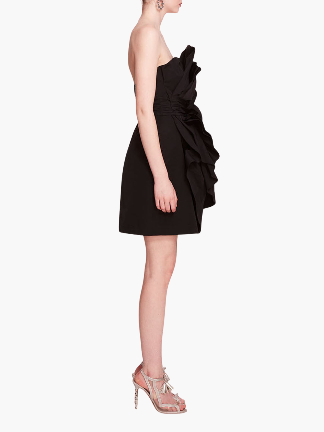Rosette Taffeta Mini Dress | Black