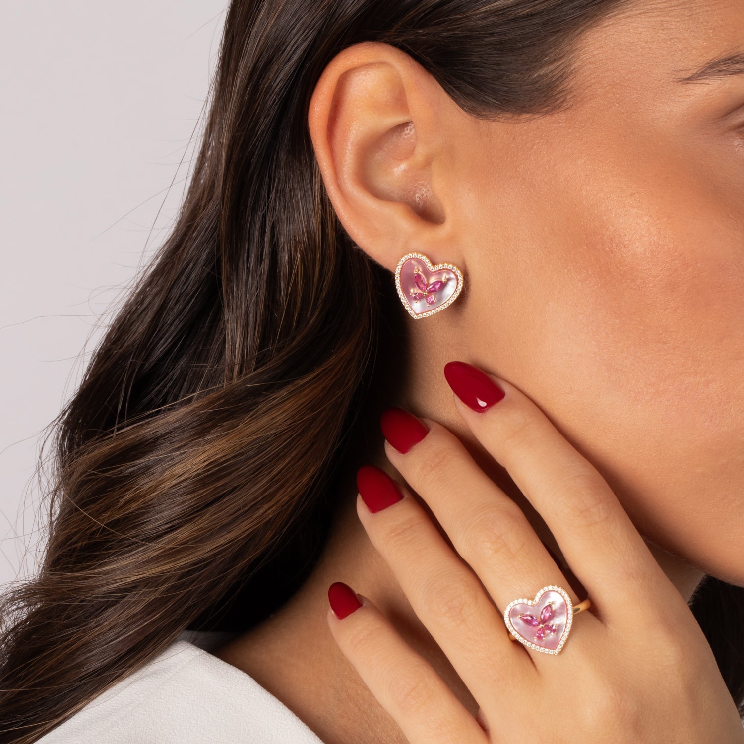 Pink CZ Butterfly Heart Stone Ring - Adina's Jewels