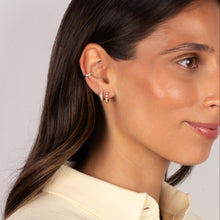 Diamond Bezel Pear & Solitaire Huggie Earring 14K - Adina's Jewels