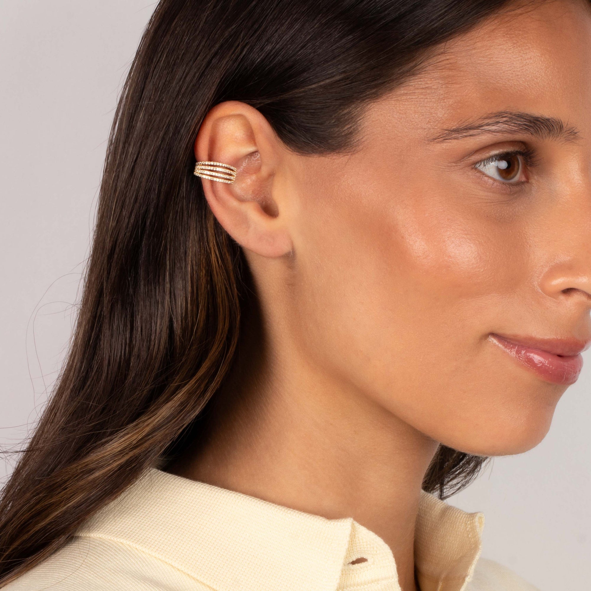 Diamond Pave Four Row Ear Cuff 14K - Adina's Jewels