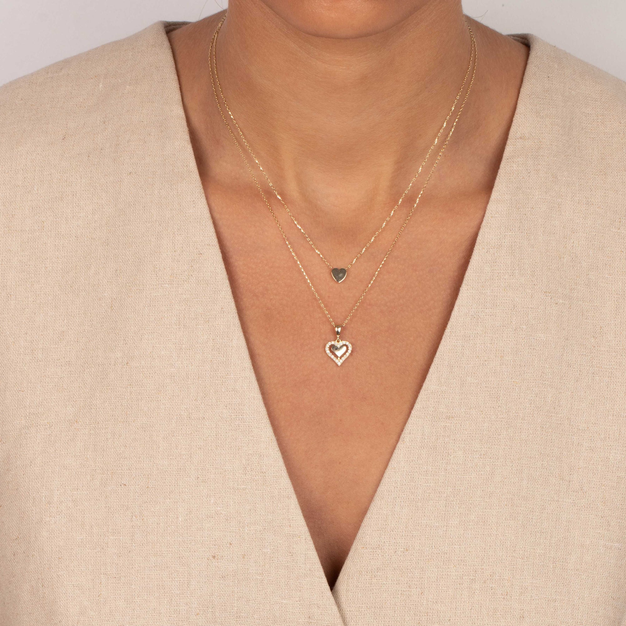 Diamond Solid/Pave Cutout Heart Pendant Necklace 14K - Adina's Jewels