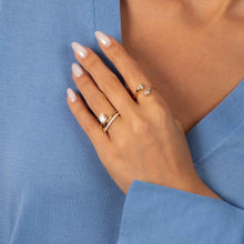 Solid/Pave CZ Pear Bezel Wrap Ring - Adina's Jewels