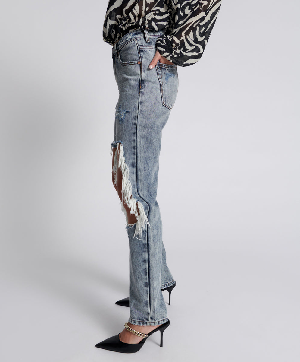 Awesome Baggies High Waist Straight Leg Denim Jeans | Blue Blossom