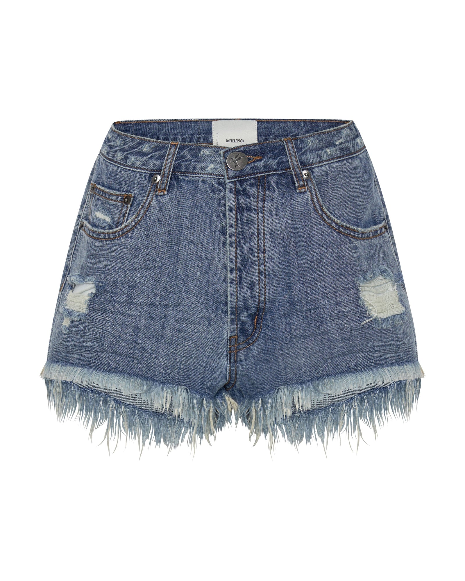 Le Wolves Mid Waist Mid Length Denim Shorts | Johnny Blue