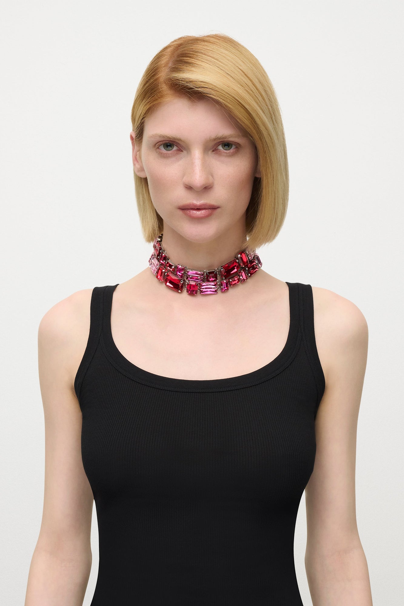 Ombre Crystal Cluster Choker Necklace | Ombre Pink