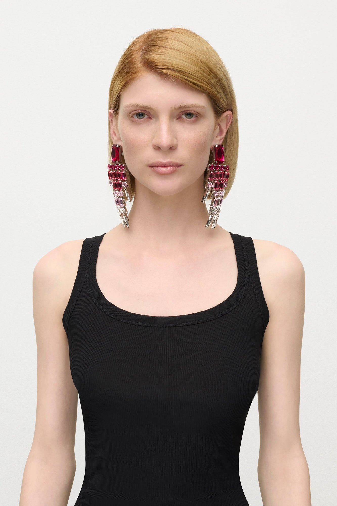 Ombre Crystal Chandelier Earrings | Ombre Pink