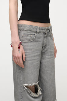 Ombre Pink Crystal Glass | Wrap Cuff Bracelet | Silver