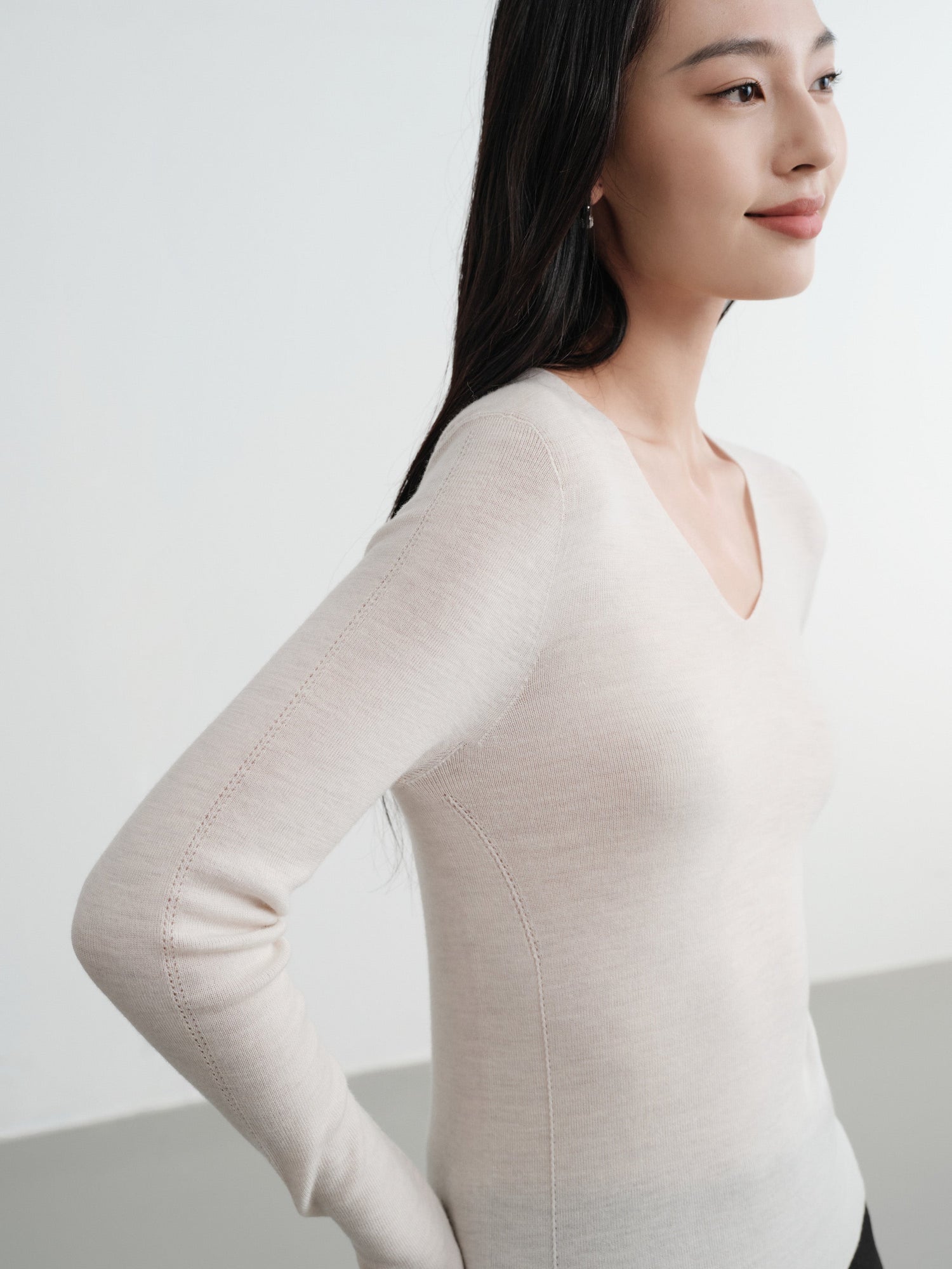 Machine Washable Wool Seamless Base Layer Top | White