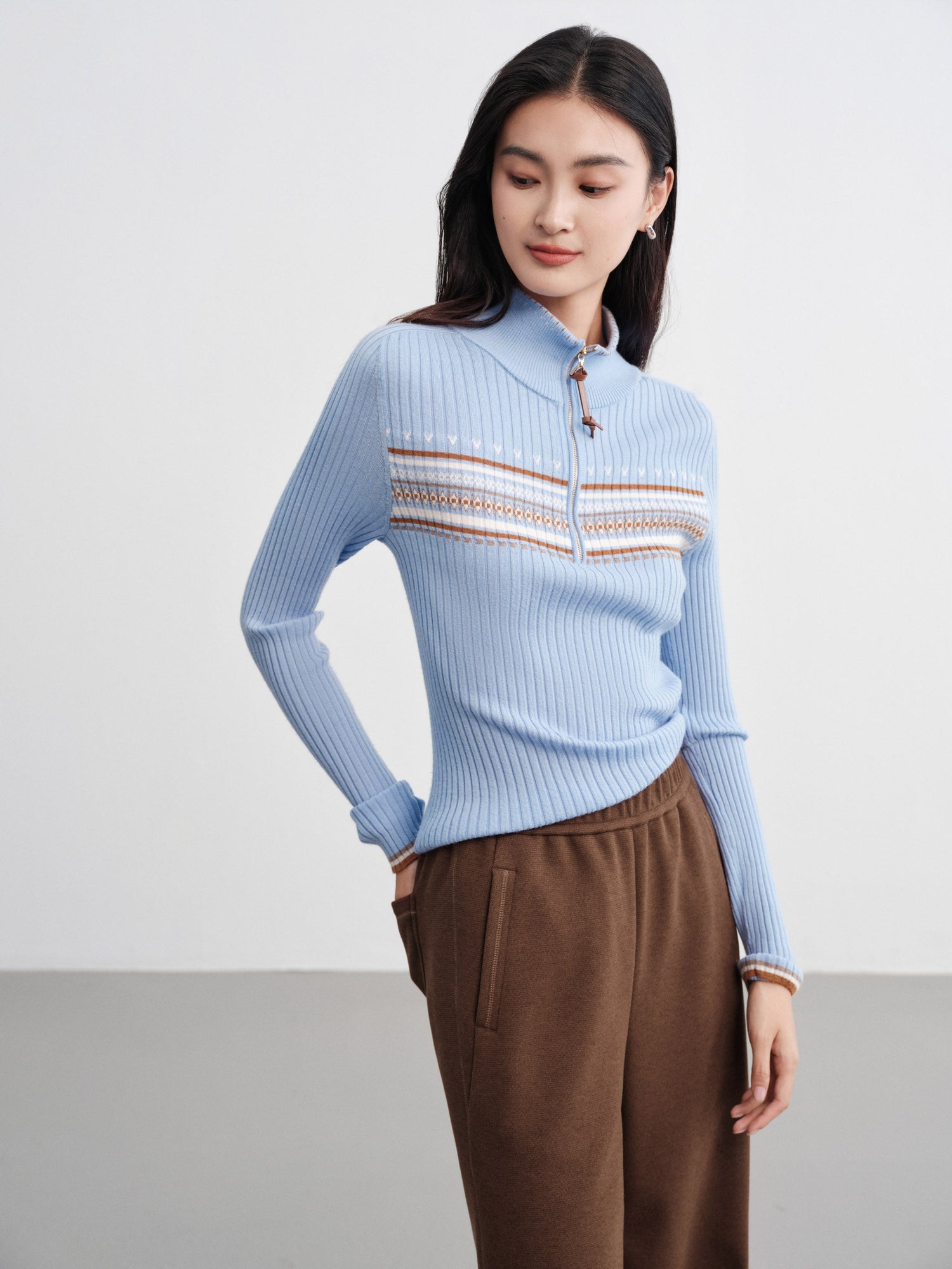 Jacquard Wool Sweater | Blue