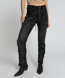 Awesome Baggies High Waist Straight Leg Denim Jeans | Faded Black