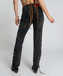 Awesome Baggies High Waist Straight Leg Denim Jeans | Faded Black