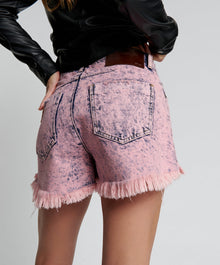 Le Wolves Mid Waist Mid Length Denim Shorts | Pink Pistol