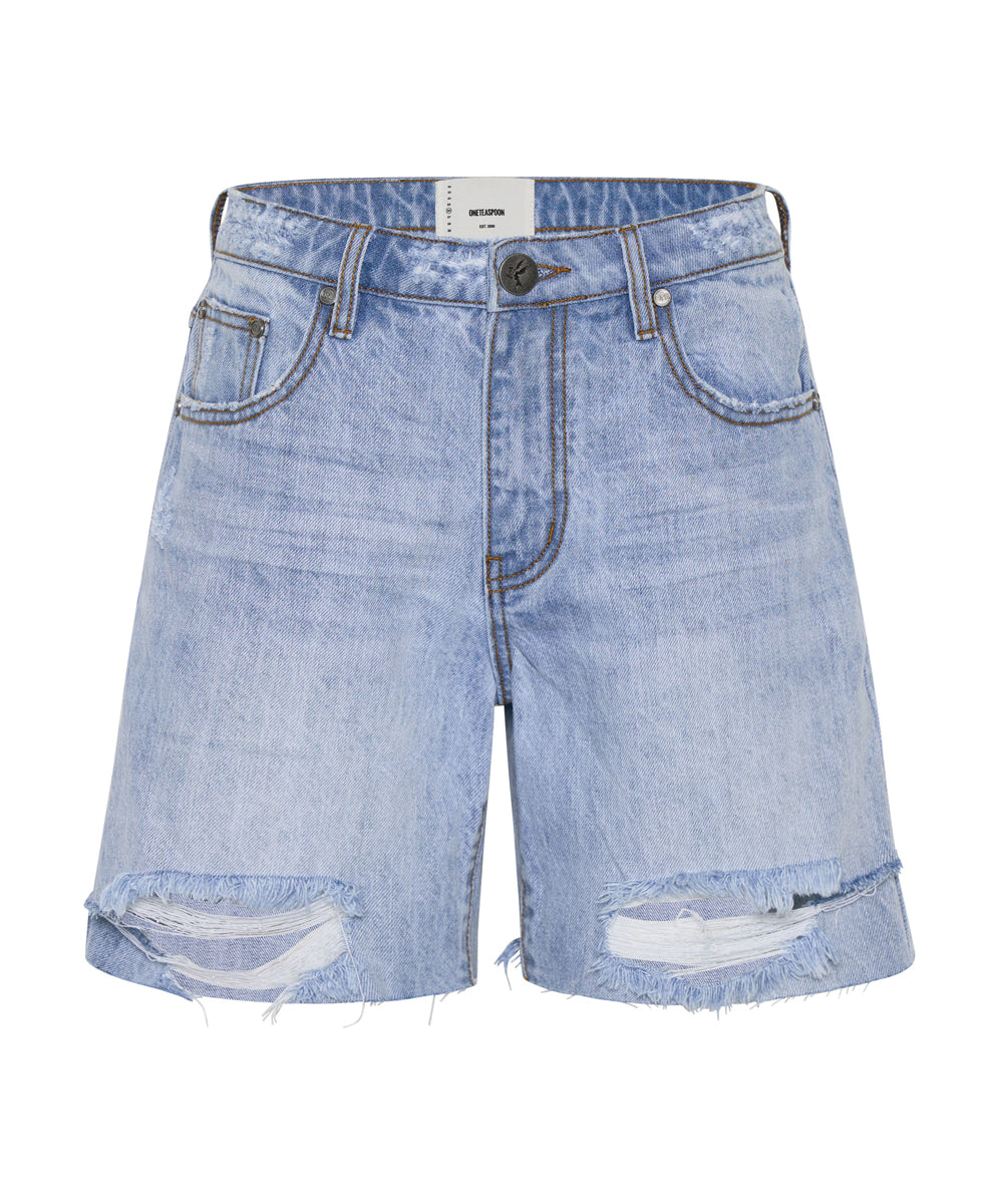 Jacksons Mid Waist Wide Leg Denim Shorts | Ocean