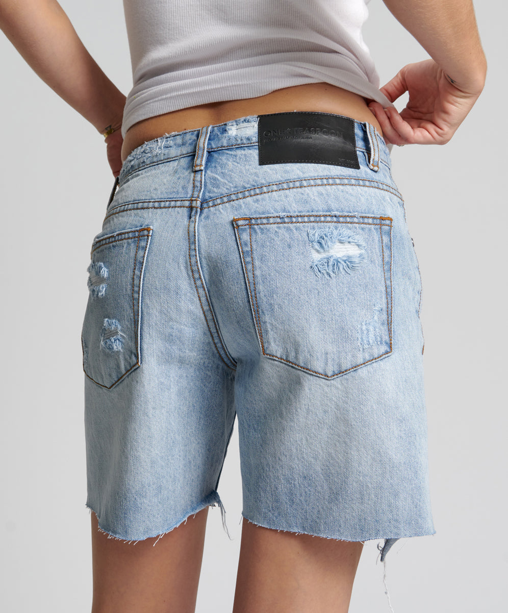 Jacksons Mid Waist Wide Leg Denim Shorts | Ocean