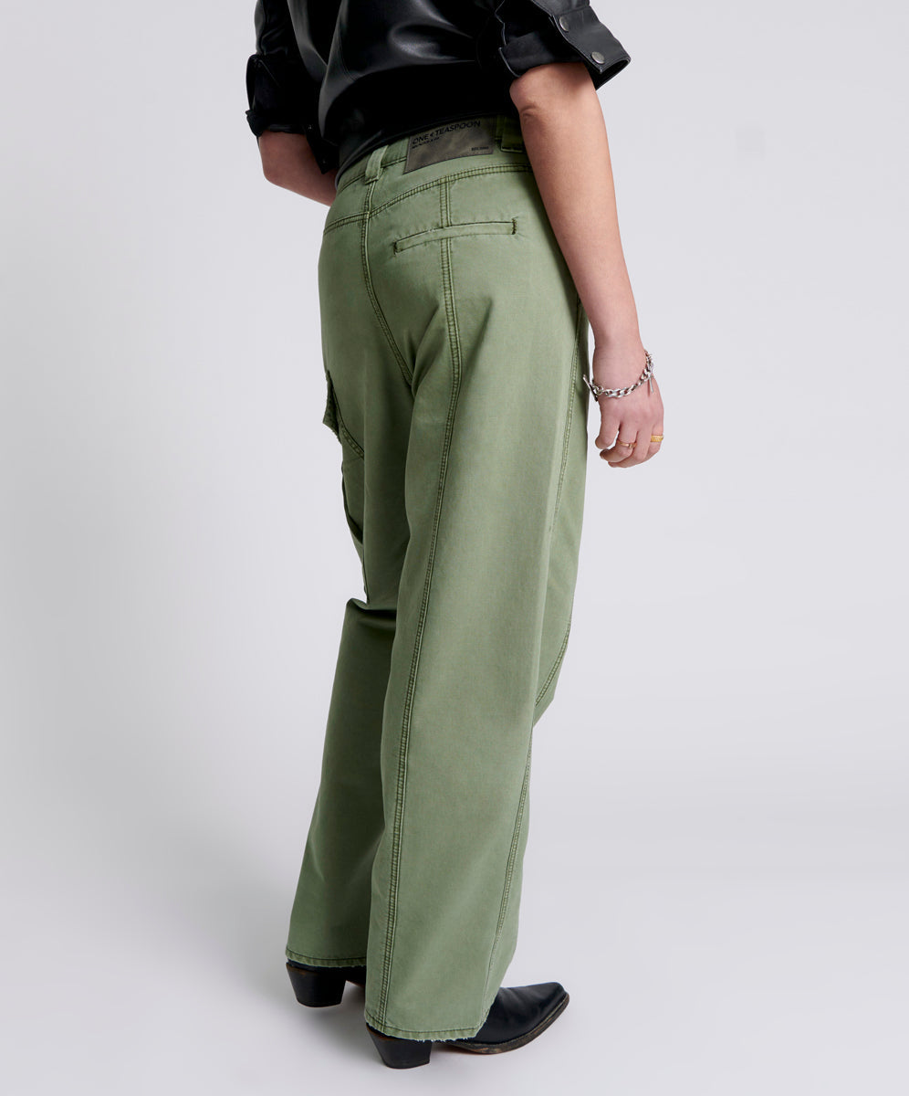 New Fiction Low Waist Wide Leg Cargo Denim Jeans | Khaki