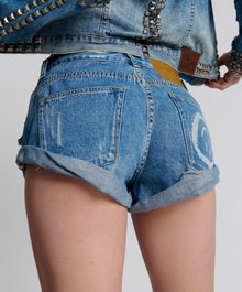 Bandits Low Waist Denim Shorts | Archived Pacifica Blue Smile Print