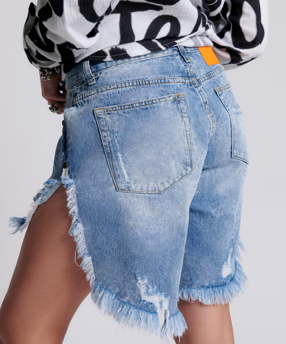 Frankies Low Waist Long Length Denim Shorts | Misty Blue