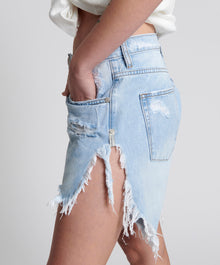 Frankies Low Waist Long Length Denim Shorts | Blue Latte