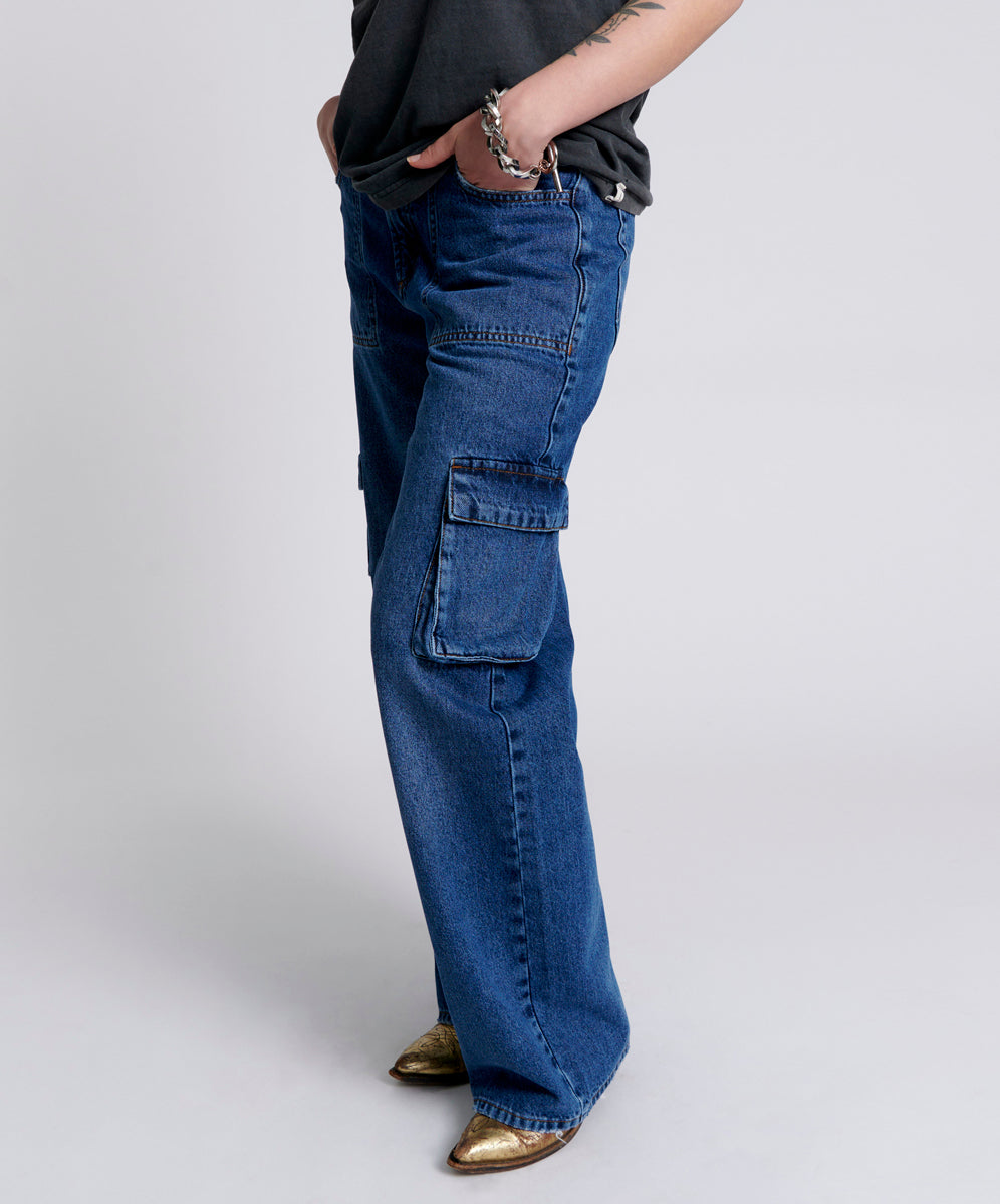 Jackson Mid Waist Cargo Denim Jeans | Rosewood