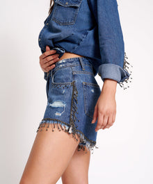 Truckers Mid Waist Relaxed Denim Shorts | Rosewood