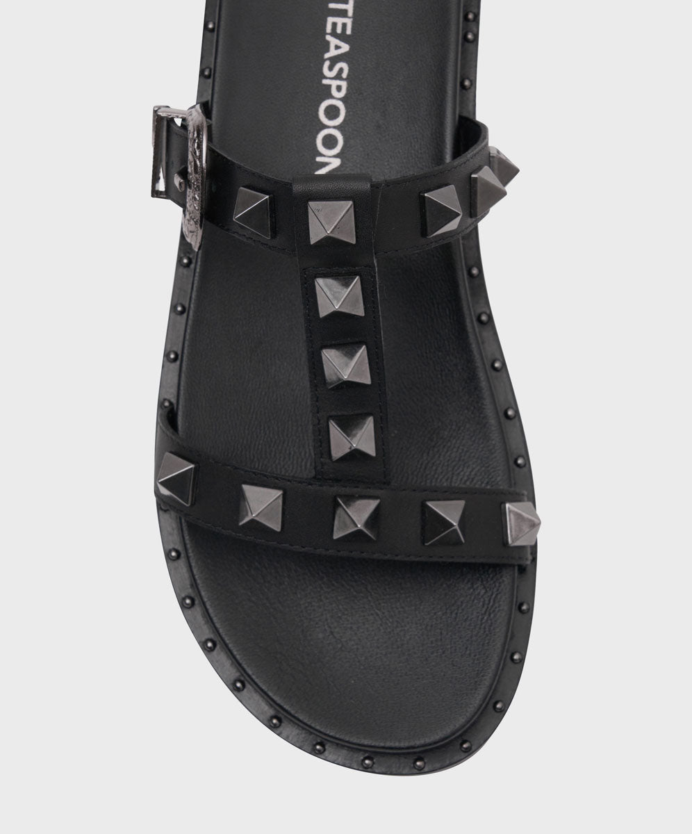 Studded Elise Slides | Black