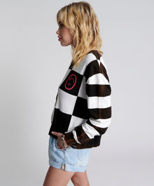 Scoreboard Smiley Knit Sweater | Black White