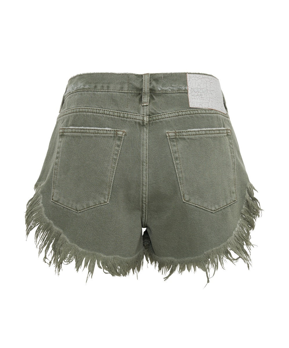 Rollers Low Waist Denim Shorts | Military Khaki