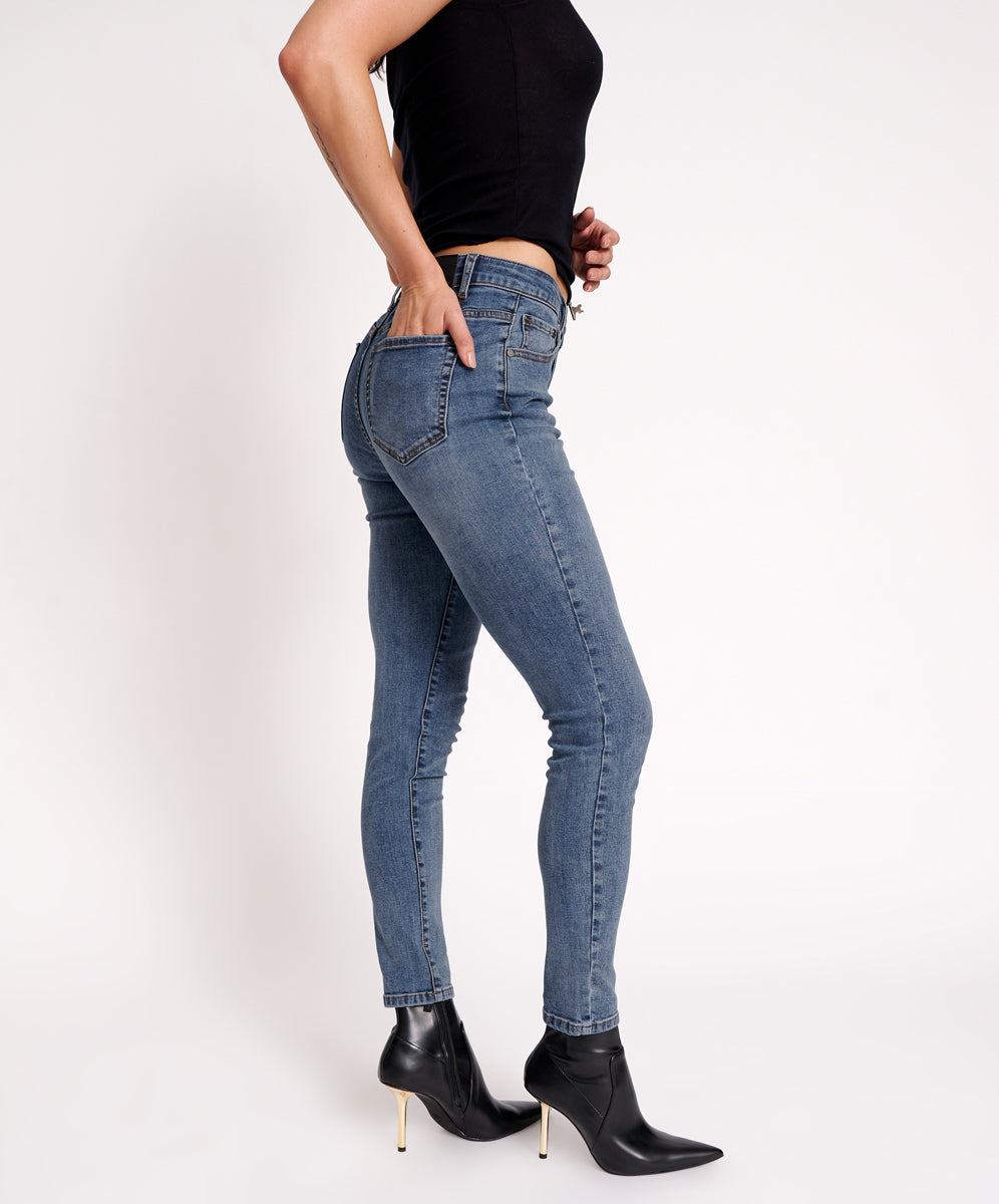 Freebirds High Waist Rigid Skinny Denim Jeans | Classic Blue