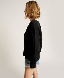 Classic Pocket Chunky Knit Sweater | Black