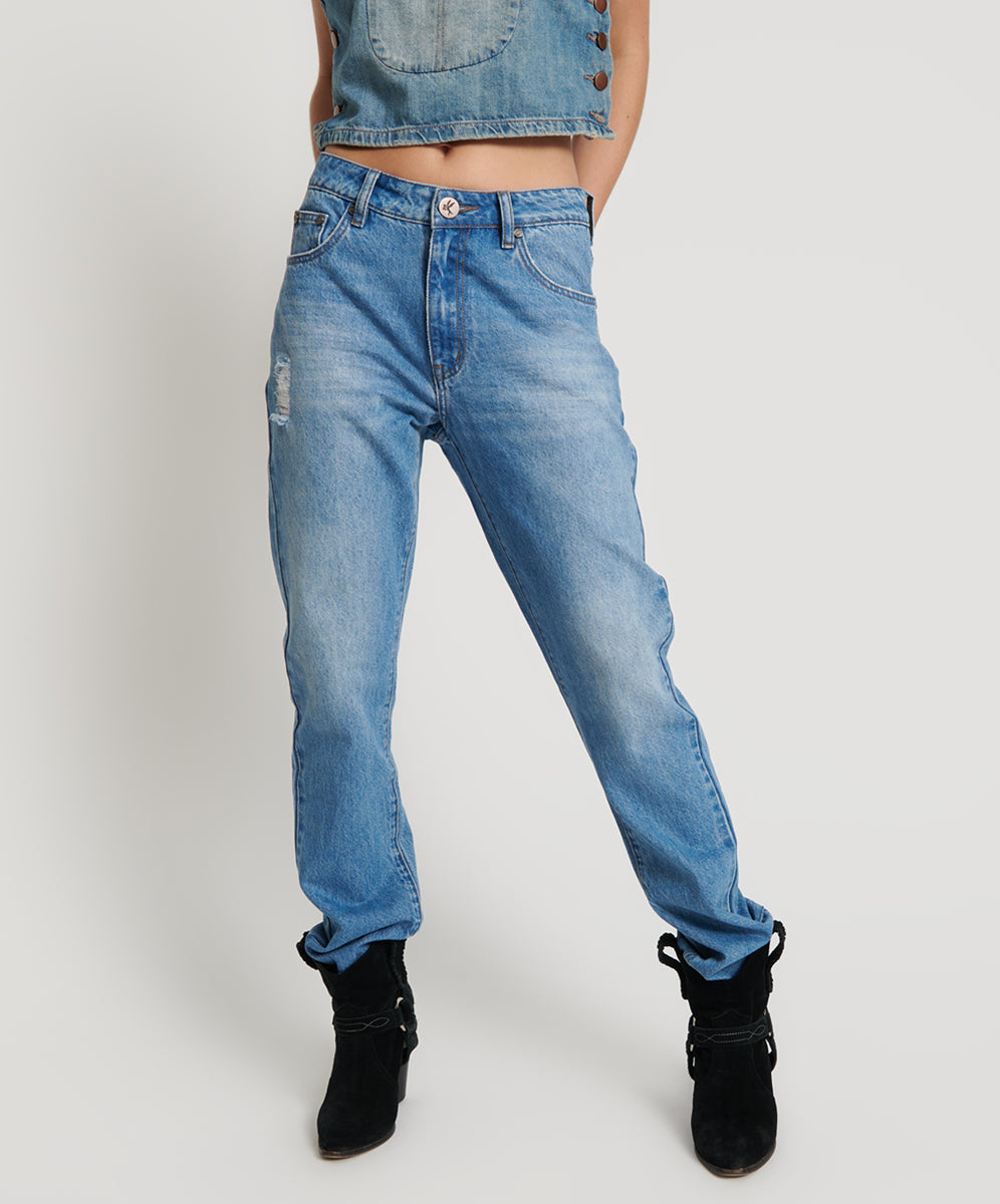 Awesome Baggies High Waist Straight Leg Denim Jeans | Ciao Blue